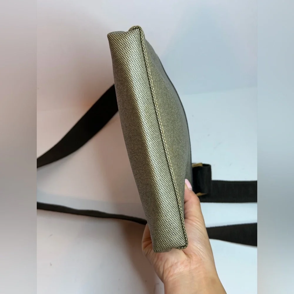 Salvatore Ferragamo Beige/Brown Canvas Crossbody Bag with Leather Trim